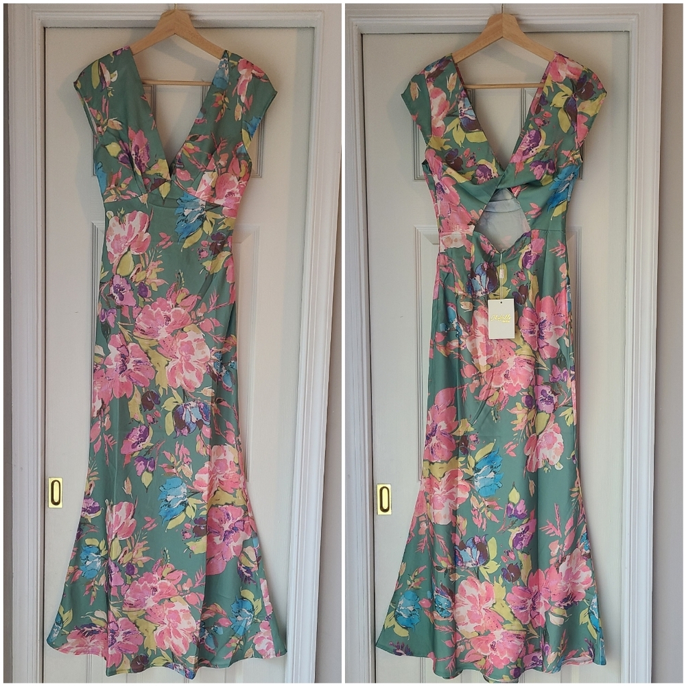 Floral Satin Midi Dress